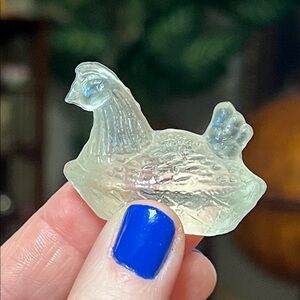 RARE Boyd Glass Signed Clear Miniature Hen on Nest Figurine